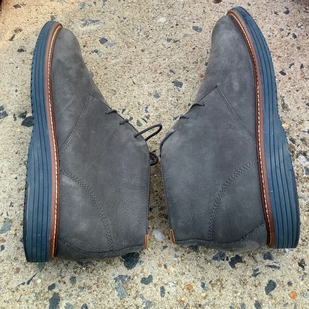 Johnston & Murphy Mens Gray Nubuck Leather Chukka Boots Trufoam 20-7919 11M